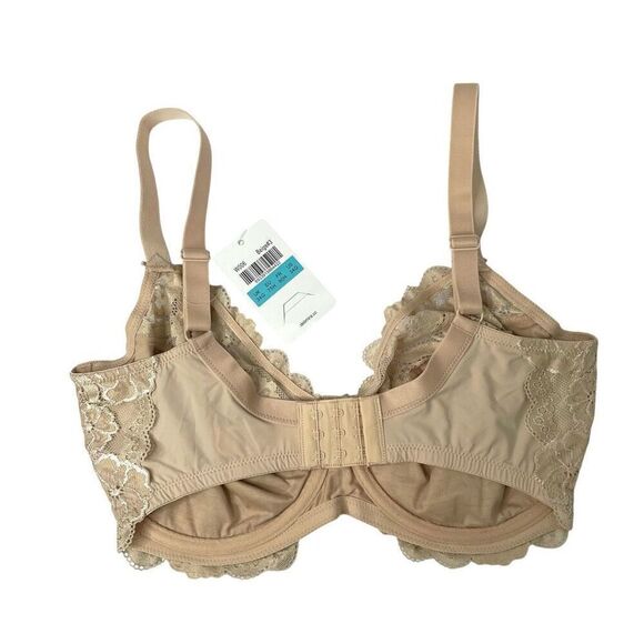 NEW Delimira Full Coverage Lace Underwire Unlined Bra Size 34G nude tan - Picture 8 of 12
